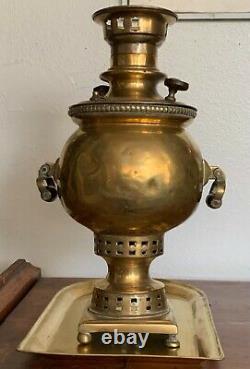 ANTIQUE 19th C. IMPERIAL RUSSIAN BRASS TEA SAMOVAR by GOLTYAKOV FACTORY TULA