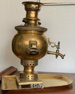 ANTIQUE 19th C. IMPERIAL RUSSIAN BRASS TEA SAMOVAR by GOLTYAKOV FACTORY TULA