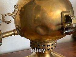 ANTIQUE 19th C. IMPERIAL RUSSIAN BRASS TEA SAMOVAR by GOLTYAKOV FACTORY TULA