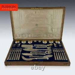 ANTIQUE 20thC IMPERIAL RUSSIAN SOLID SILVER CONDIMENT CUTLERY SET c. 1900