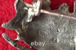 ANTIQUE BROOCH 84 SILVER 1800s IMPERIAL RUSSIAN TROIKA COSSACK 3 HORSES SLEIGH