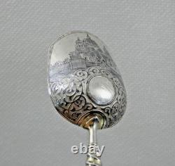 ANTIQUE IMPERIAL RUSSIAN 84 SILVER NIELLO TEA CADDY SCOOP ARCHITECTURAL Moscow