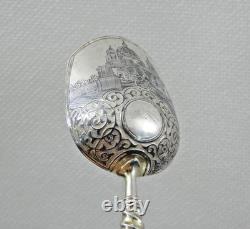 ANTIQUE IMPERIAL RUSSIAN 84 SILVER NIELLO TEA CADDY SCOOP ARCHITECTURAL Moscow
