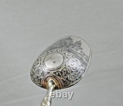 ANTIQUE IMPERIAL RUSSIAN 84 SILVER NIELLO TEA CADDY SCOOP ARCHITECTURAL Moscow