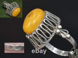 ANTIQUE RING NATURAL ROYAL Baltic Amber Russian SILVER 875 EGG VTG jewelry