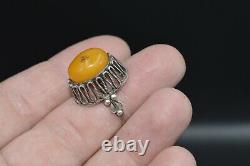 ANTIQUE RING NATURAL ROYAL Baltic Amber Russian SILVER 875 EGG VTG jewelry