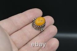 ANTIQUE RING NATURAL ROYAL Baltic Amber Russian SILVER 875 EGG VTG jewelry