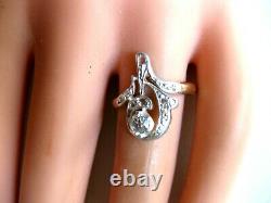 ANTIQUE RUSSIAN IMPERIAL 56 ROSE GOLD/SILVER RING with DIAMONDS, mid. 19c