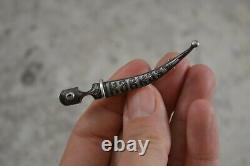 ANTIQUE RUSSIAN IMPERIAL silver niello dagger brooch c. 1880s