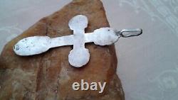 ANTIQUE c. 1910s IMPERIAL RUSSIAN SOLID SILVER 84 LARGE HANDMADE ORTHODOX CROSS
