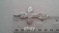 ANTIQUE c. 1910s IMPERIAL RUSSIAN SOLID SILVER 84 LARGE HANDMADE ORTHODOX CROSS