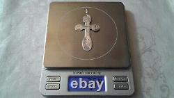 ANTIQUE c. 1910s IMPERIAL RUSSIAN SOLID SILVER 84 LARGE HANDMADE ORTHODOX CROSS
