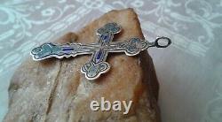 ANTIQUE c. 19th CENTURY LARGE 2 1/4 IMPERIAL RUSSIAN SILVER 84 ORTHODOX CROSS