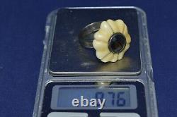 ANTIQUE russian Imperial 19 century! Ring jewelry SILVER 84 vintage flower old