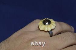 ANTIQUE russian Imperial 19 century! Ring jewelry SILVER 84 vintage flower old