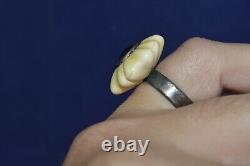 ANTIQUE russian Imperial 19 century! Ring jewelry SILVER 84 vintage flower old