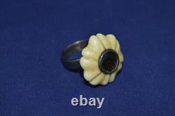 ANTIQUE russian Imperial 19 century! Ring jewelry SILVER 84 vintage flower old