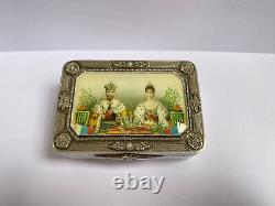 Ant Rare Russian Imperial K. Faberge Silver 84 coronation Nicholas II Box Award