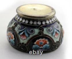 Antiqie Imperial Russian Silver CLOISONNÉ ENAMEL Salt Bowl by Grigory Sbitnev