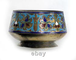 Antiqie Imperial Russian Silver ENAMEL CLOISONNÉ Salt Bowl by Grachev Brothers