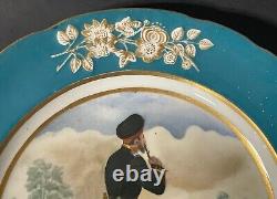 Antique 1796-1855 Imperial Russian Porcelain Factory Cabinet Military Plate