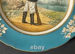 Antique 1796-1855 Imperial Russian Porcelain Factory Cabinet Military Plate