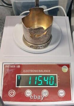Antique 1880's Imperial Russia, Moscow? Silver Tea Glass Holder 3.25
