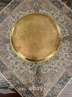 Antique 1889 Imperial Russian Brass Tray Round Samovar Double Eagle Dated Stamps