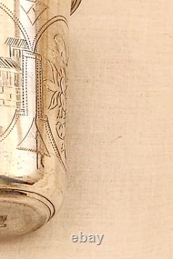 Antique 1889 Imperial Russian Silver 84 Hand Engraved Kiddush Cup Marked 49 Gram