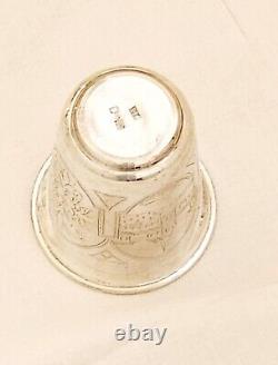 Antique 1889 Imperial Russian Silver 84 Hand Engraved Kiddush Cup Marked 49 Gram