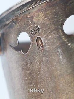 Antique 1890's Imperial Russia, Moscow? Silver Tea Glass Holder 3.75