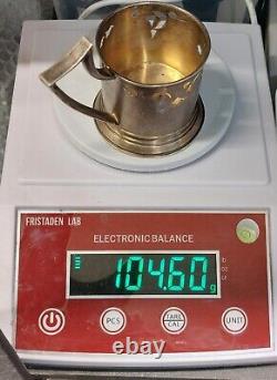 Antique 1890's Imperial Russia, Moscow? Silver Tea Glass Holder 3.75