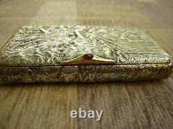 Antique 1900's Russian Imperial Silver 84 Gold / Ruby Samorodok Cigarette Case