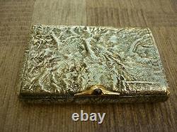 Antique 1900's Russian Imperial Silver 84 Gold / Ruby Samorodok Cigarette Case