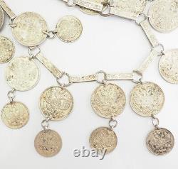 Antique 1910s Imperial Russian silver 20 and 10 kopeck coin handmade necklace