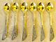 Antique 19 th Russian, 875 Silver Lot 6 Mocha coffee partially gilded Spoon