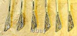 Antique 19 th Russian, 875 Silver Lot 6 Mocha coffee partially gilded Spoon