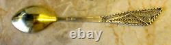 Antique 19 th Russian, 875 Silver Lot 6 Mocha coffee partially gilded Spoon