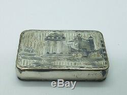 Antique 19c Imperial Russian Silver Niello 84 Snuff Box 2 sided