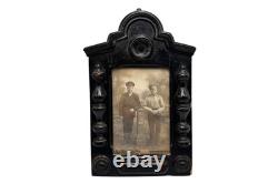 Antique 19thC Imperial Russian Carved Wooden Frame With Victorian Glass Portrait