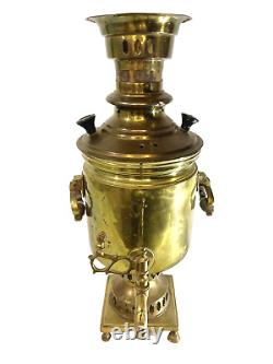 Antique 19th Century Imperial Russian Brass Tea Samovar Urn 18 Tall with Marking