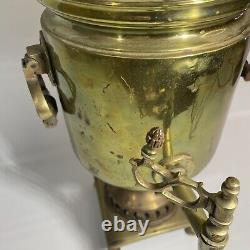 Antique 19th Century Imperial Russian Brass Tea Samovar Urn 18 Tall with Marking