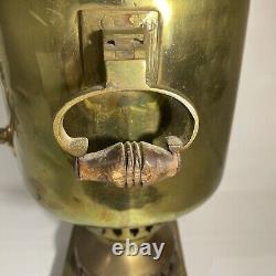 Antique 19th Century Imperial Russian Brass Tea Samovar Urn 18 Tall with Marking