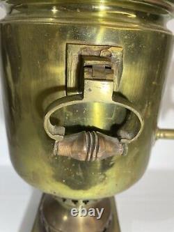 Antique 19th Century Imperial Russian Brass Tea Samovar Urn 18 Tall with Marking
