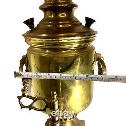 Antique 19th Century Imperial Russian Brass Tea Samovar Urn 18 Tall with Marking