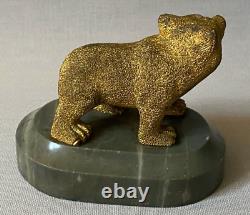 Antique 19th Century Russian Imperial Gilt Bronze Bear Marble Base Paperweight