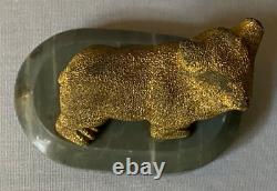 Antique 19th Century Russian Imperial Gilt Bronze Bear Marble Base Paperweight