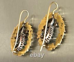 Antique 19th Imperial Russian 14k Rose Gold Pearls Peridot Earrings Kokoshnik IA