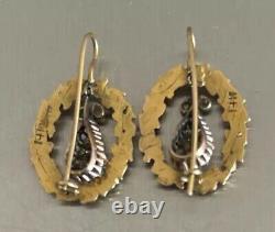 Antique 19th Imperial Russian 14k Rose Gold Pearls Peridot Earrings Kokoshnik IA