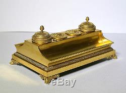 Antique 19th century Royal Empire Russian Inkwell of Gilt Bronze